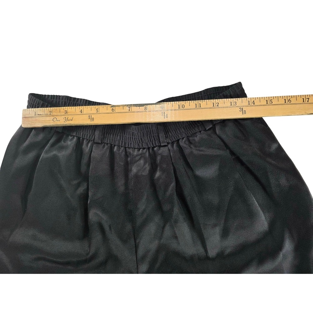 VTG Liz Claiborne Black Triacetate Satin Look Pull-On Pants Relaxed Fit w/Pocket - Picture 8 of 9
